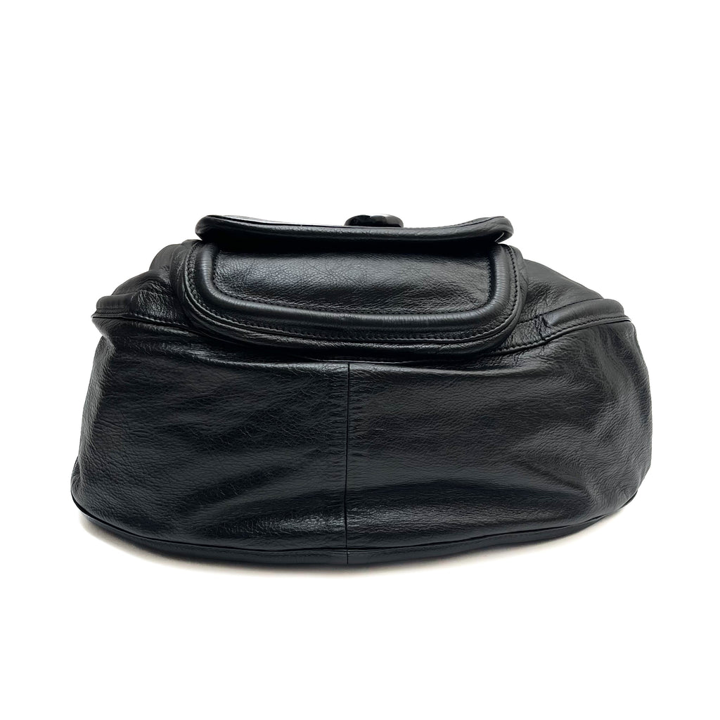 MARC BY MARC JACOBS Hobo Shoulder Bag Leather Black Gold Padlock Y2K Authentic