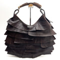 YVES SAINT LAURENT Mombasa Shoulderbag Handbag Tiered Leather Brown Auth From JP