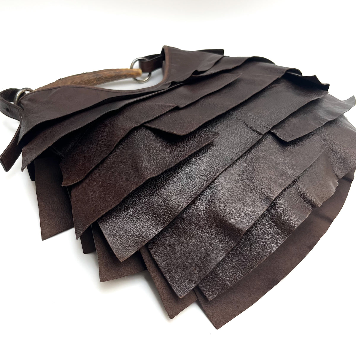 YVES SAINT LAURENT Mombasa Shoulderbag Handbag Tiered Leather Brown Auth From JP
