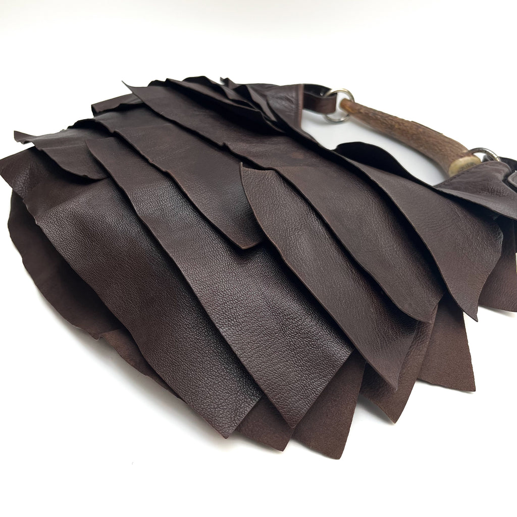 YVES SAINT LAURENT Mombasa Shoulderbag Handbag Tiered Leather Brown Auth From JP
