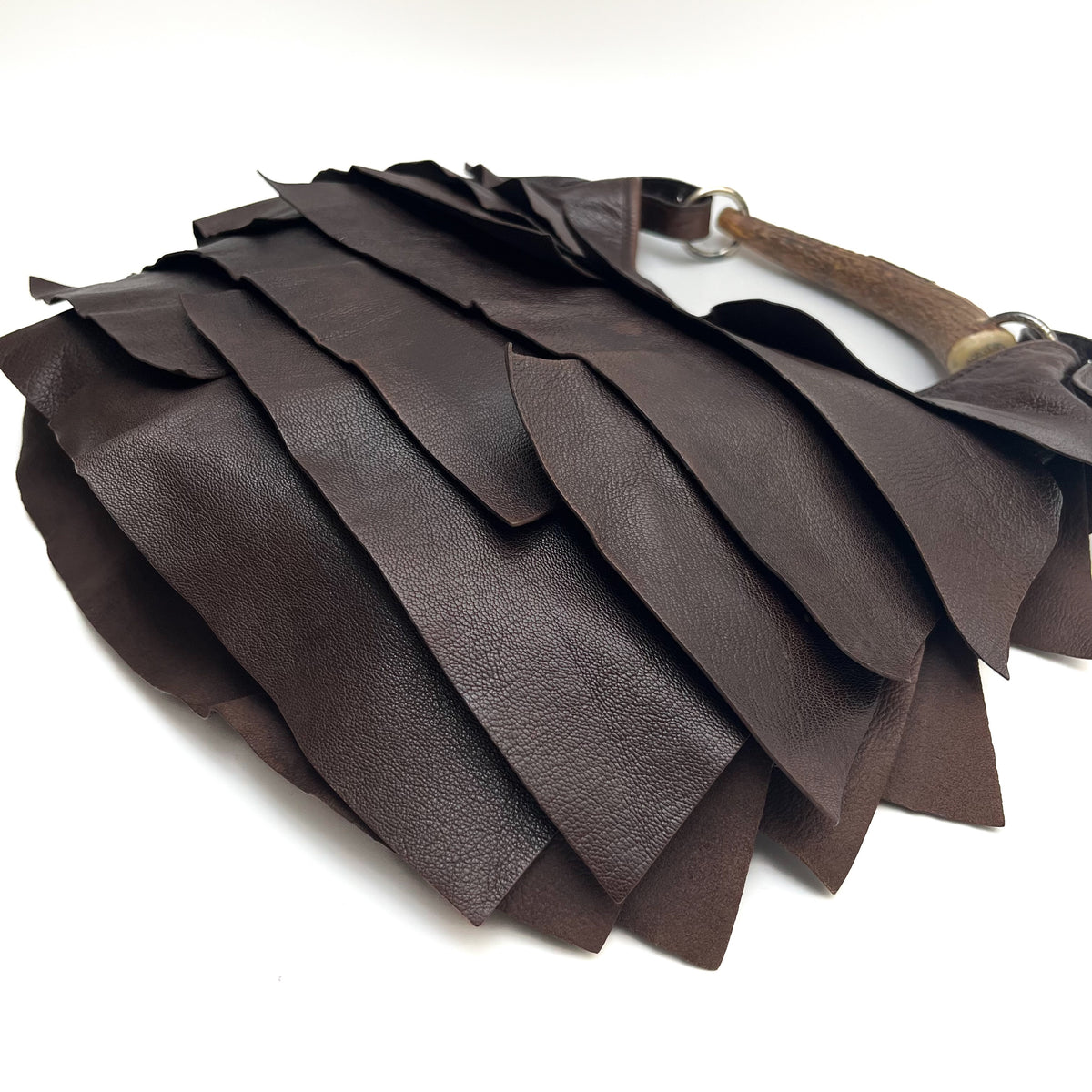 YVES SAINT LAURENT Mombasa Shoulderbag Handbag Tiered Leather Brown Auth From JP
