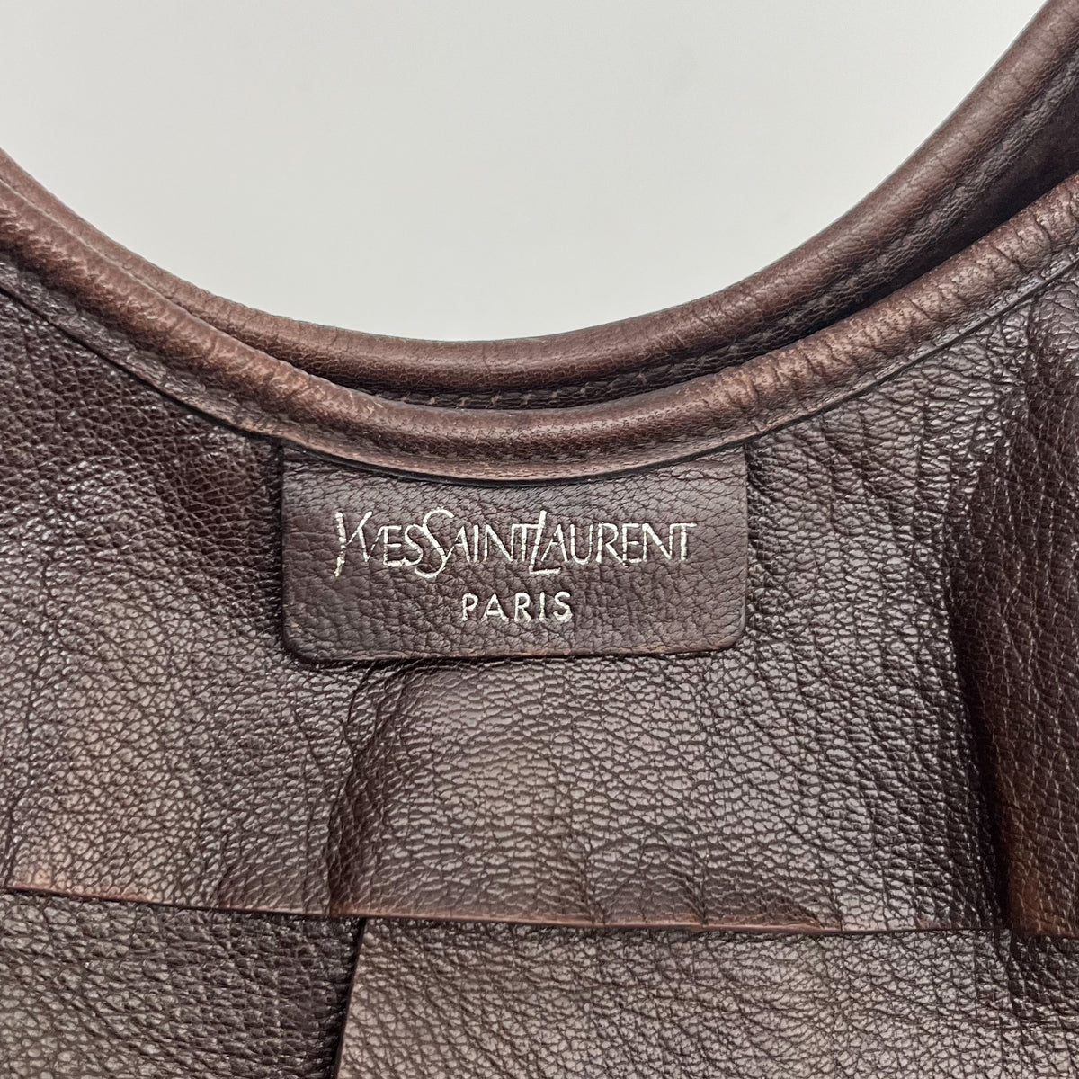 YVES SAINT LAURENT Mombasa Shoulderbag Handbag Tiered Leather Brown Auth From JP