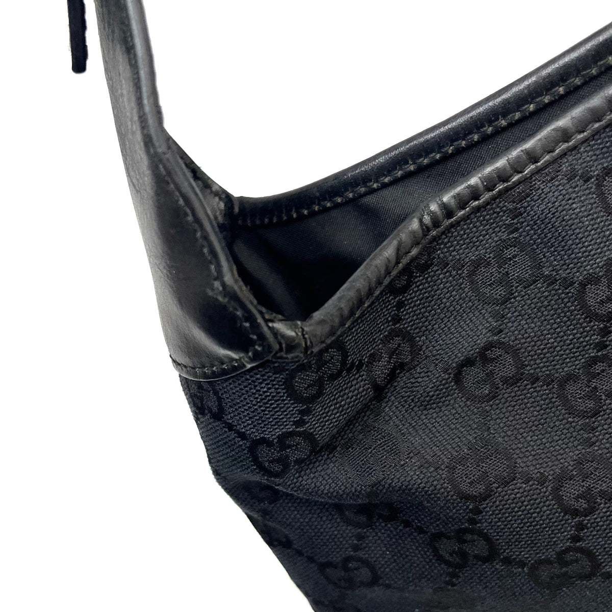 GUCCI 001 3306 Shoulder Bag GG Canvas Leather Black Authentic From Japan