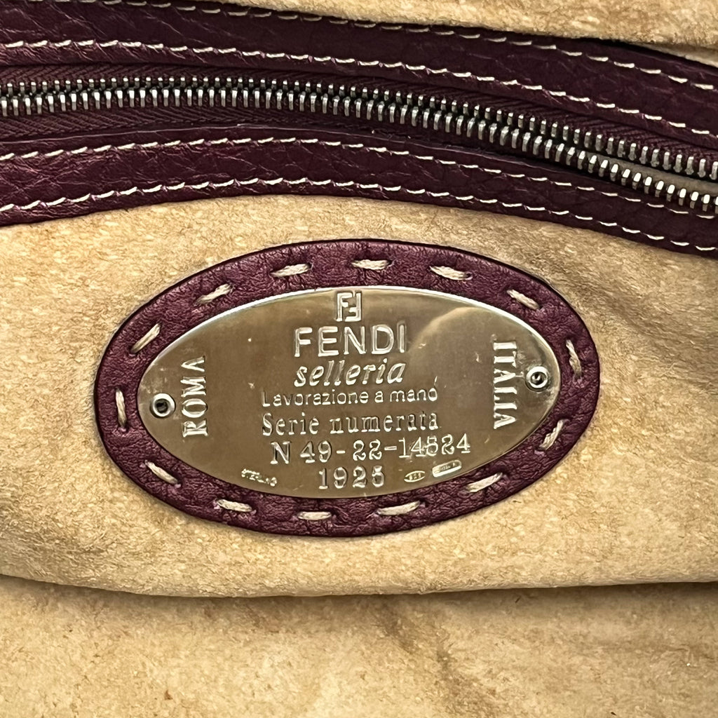 FENDI Mini Handbag Velvet Leather Purple Violet Satchel Auth From Japan