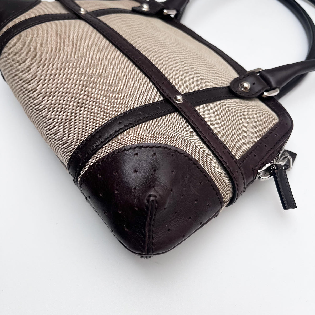 GUCCI 114882 Shoulder Bag Interlocking G Web Stripe Canvas Leather Auth From JP