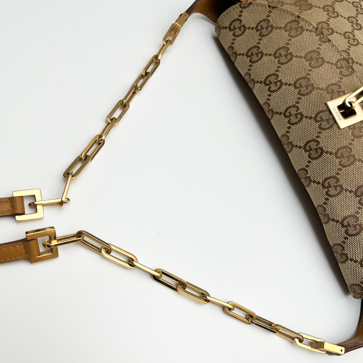 GUCCI Tom Ford Tiger head Chain Shoulder bag GG Canvas Vintage Auth From Japan