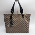 GUCCI 229852 GG Canvas Horsebit Tote Bag Beige Brown Leather Auth From Japan