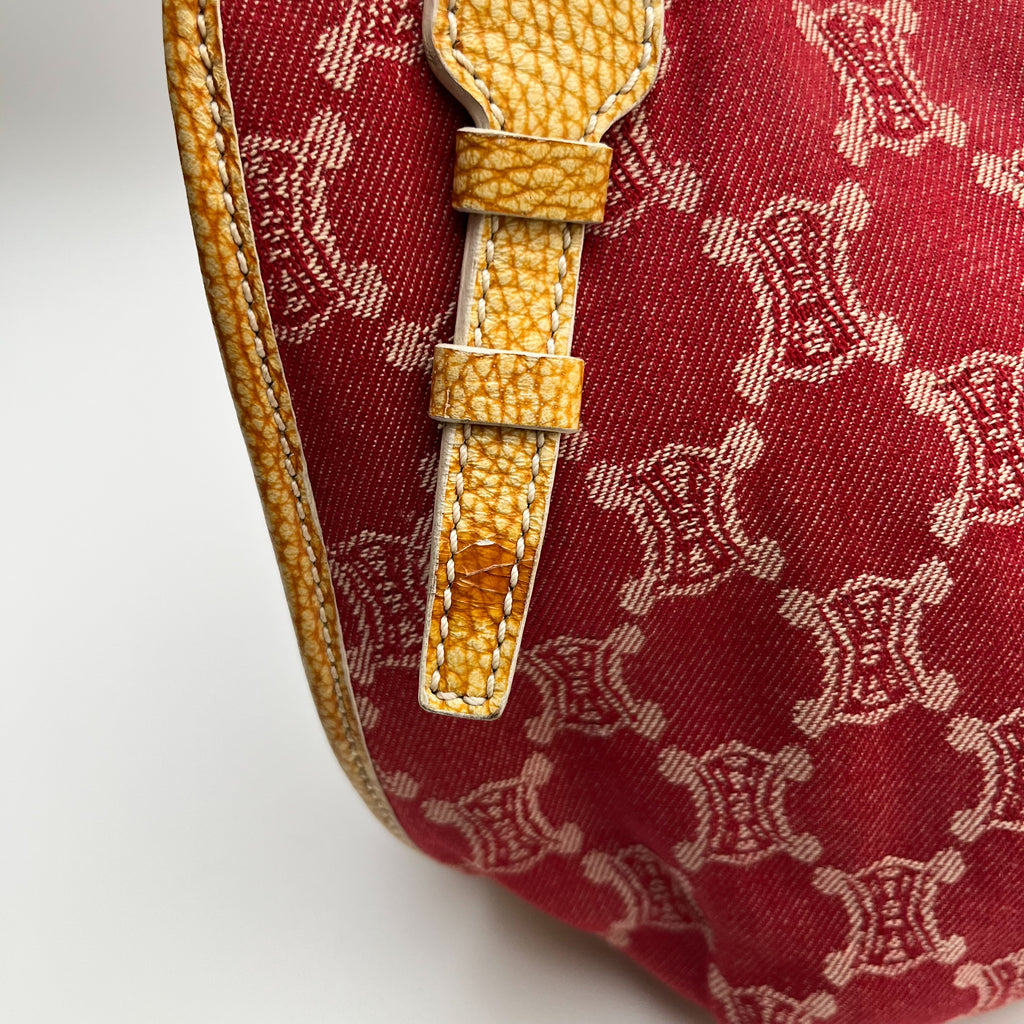 CELINE Bitter Sweet Handbag Paris Macadam Denim Leather  Auth From Japan