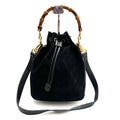 GUCCI Suede Mini Bucket Shoulder bag Hand Bamboo 2way Vintage Auth From Japan