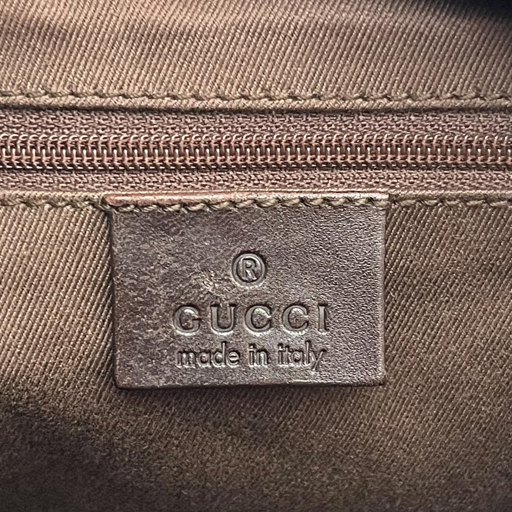 GUCCI 1234 GG Canvas Shoulder Bag Hobo Brown Leather Trim Authentic From Japan
