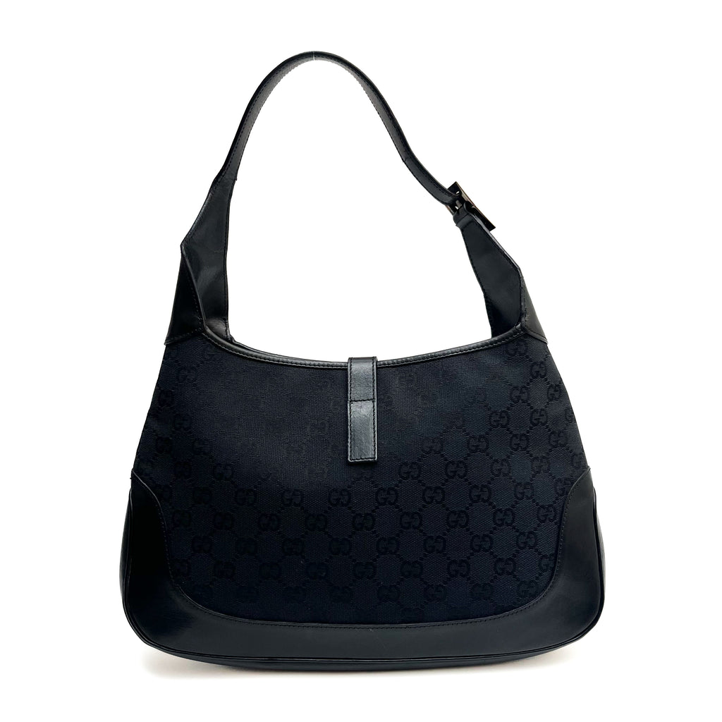 GUCCI 001 3306 Shoulder Bag GG Canvas Leather Black Authentic From Japan