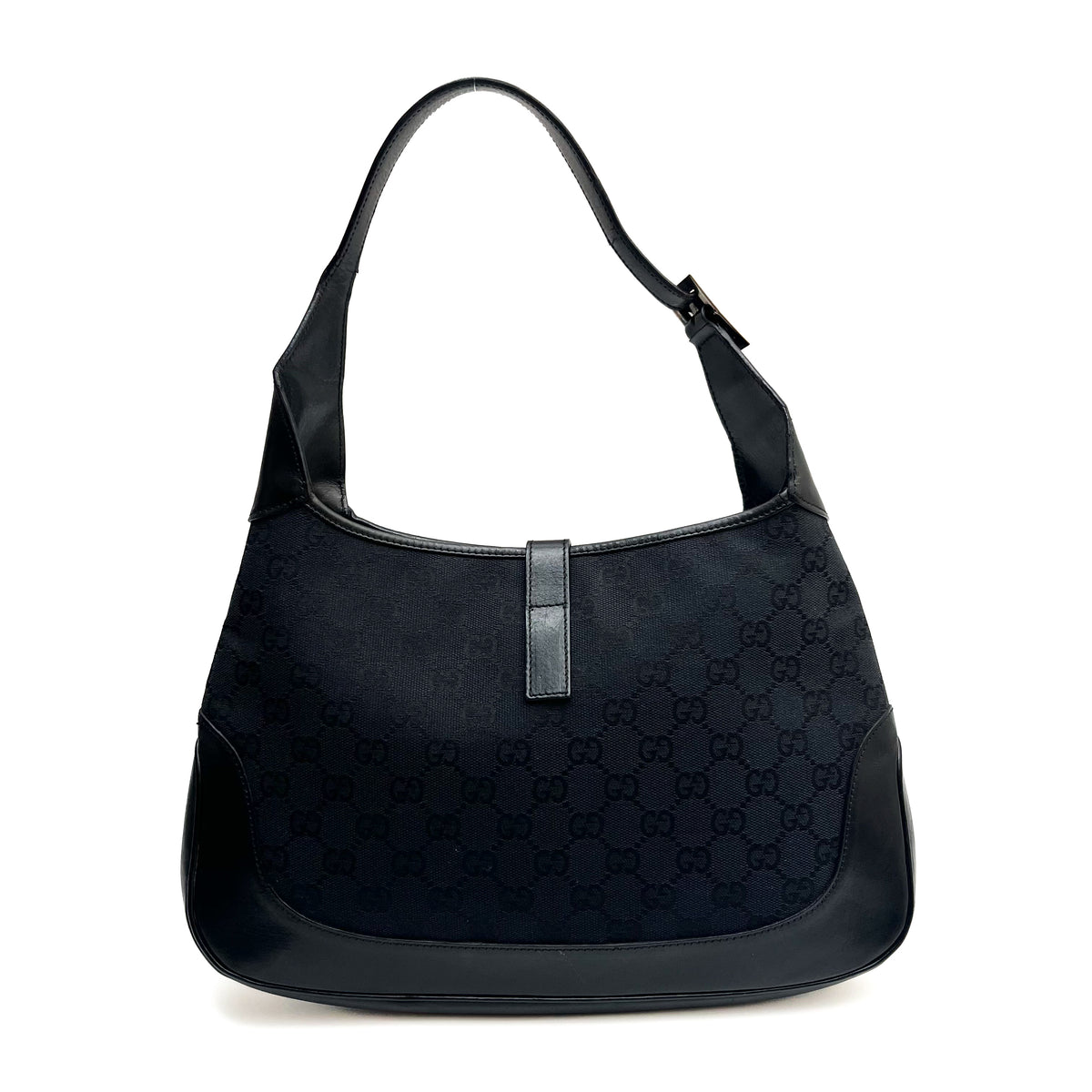 GUCCI 001 3306 Shoulder Bag GG Canvas Leather Black Authentic From Japan