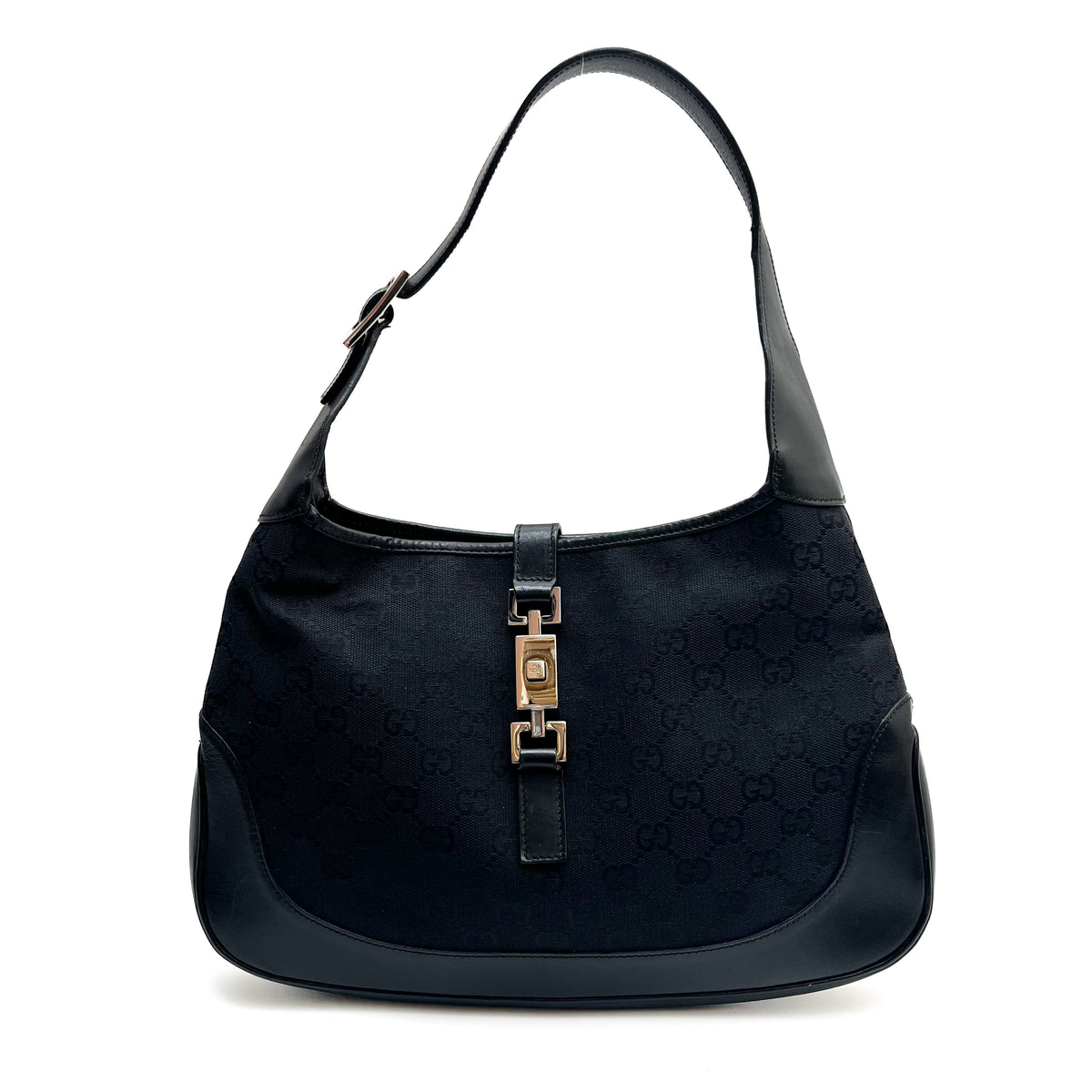 GUCCI 001 3306 Shoulder Bag GG Canvas Leather Black Authentic From Japan