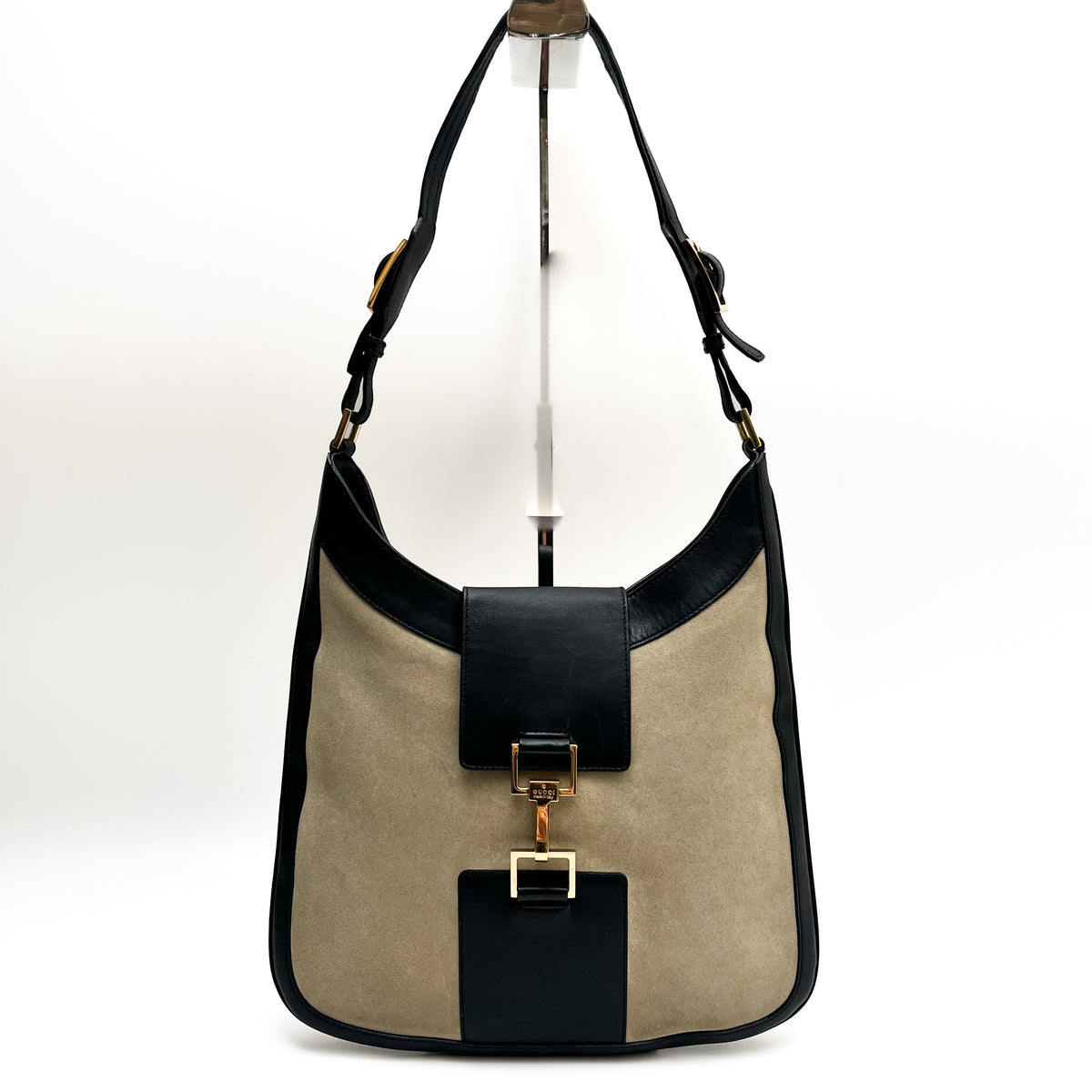 GUCCI Shoulder Bag Canvas Leather Brown Beige Vintage Authentic From Japan