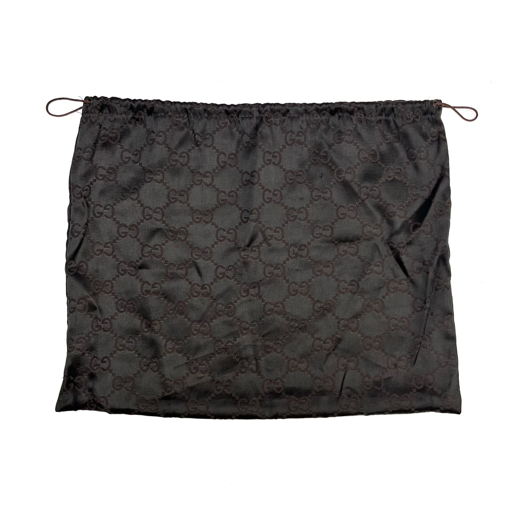 GUCCI Bamboo One Shoulder Bag Canvas Leather Black GG Pattern Vintage Auth