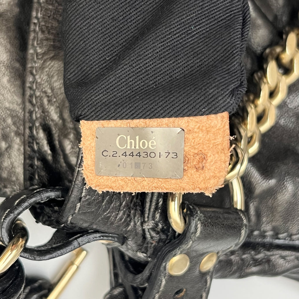 CHLOE Paddington Small Shoulder Bag Leather Black Gold Hardware Auth From Japan