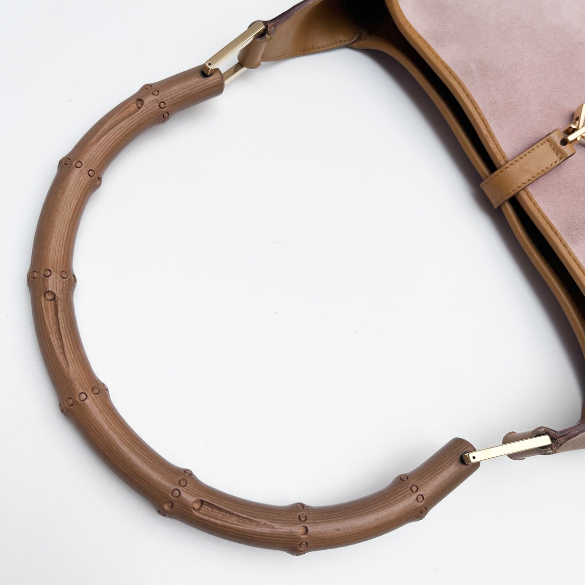 GUCCI Jackie Bamboo Shoulder Hobo Bag Pink Suede Leather Vintage Auth From Japan