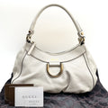 GUCCI 190525 Abbey Hobo Shoulder Bag White Leather Vintage Authentic From Japan