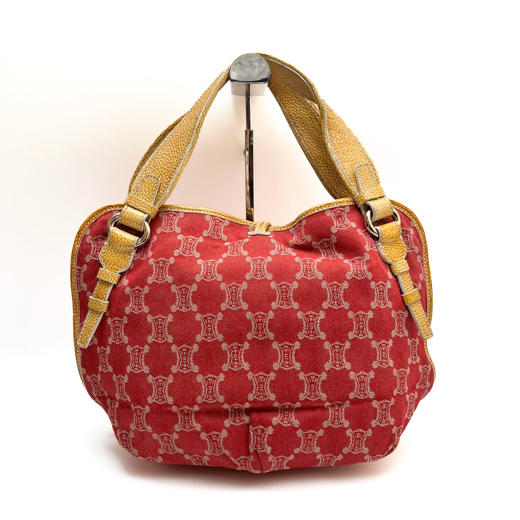 CELINE Bitter Sweet Handbag Paris Macadam Denim Leather  Auth From Japan
