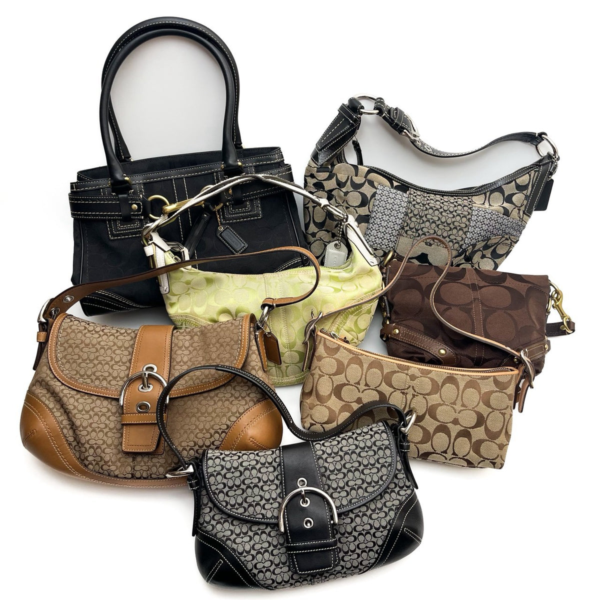 COACH Lot of 7 Bags Vintage Signature Canvas Bundle Multicolor Auth From Japan