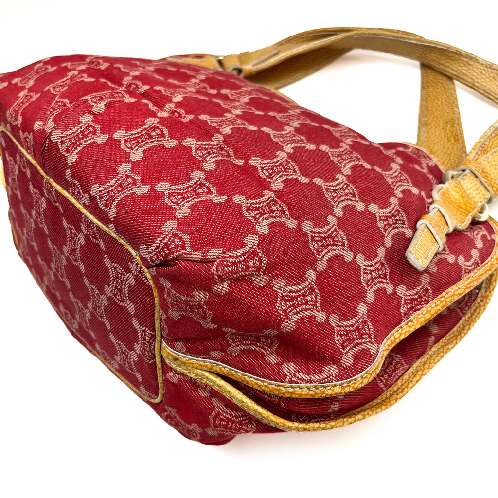 CELINE Bitter Sweet Handbag Paris Macadam Denim Leather  Auth From Japan