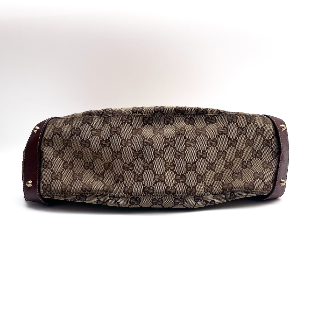 GUCCI 137621 Horsebit GG Canvas Tote Bag Braided Leather Handle Auth From JP