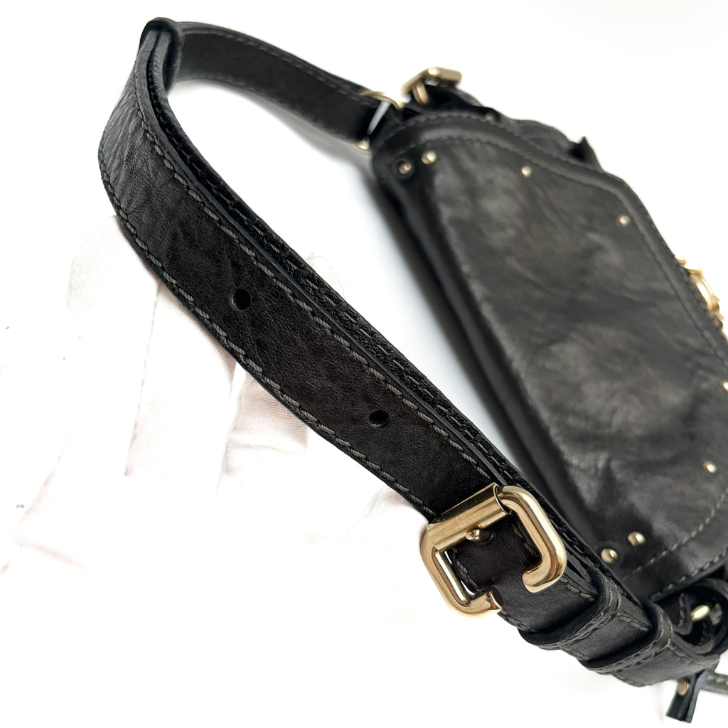 CHLOE Paddington Small Shoulder Bag Leather Black Gold Hardware Auth From Japan