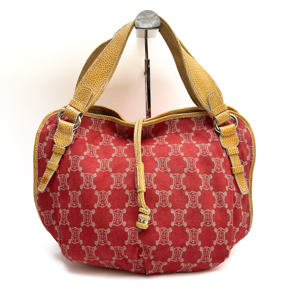 CELINE Bitter Sweet Handbag Paris Macadam Denim Leather  Auth From Japan