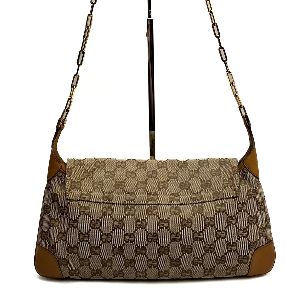 GUCCI Tom Ford Tiger head Chain Shoulder bag GG Canvas Vintage Auth From Japan