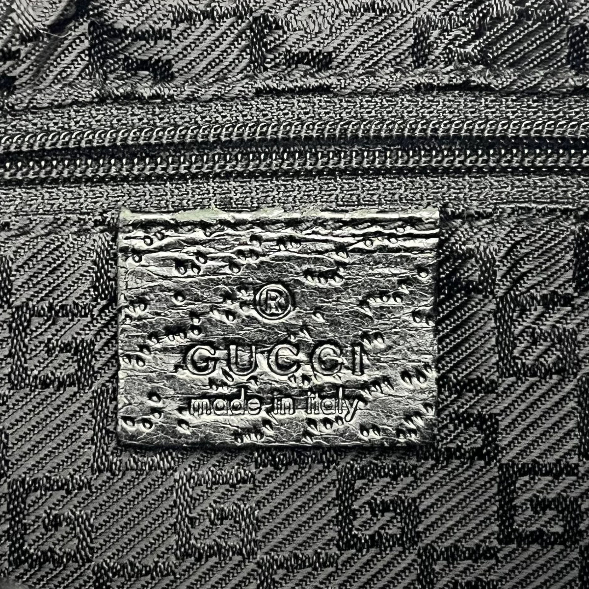 GUCCI Bamboo One Shoulder Bag Canvas Leather Black GG Pattern Vintage Auth
