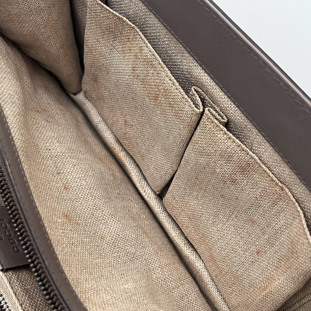 GUCCI 296902 Horsebit Shoulder Bag Leather Beige Brown Gold Hardware Auth