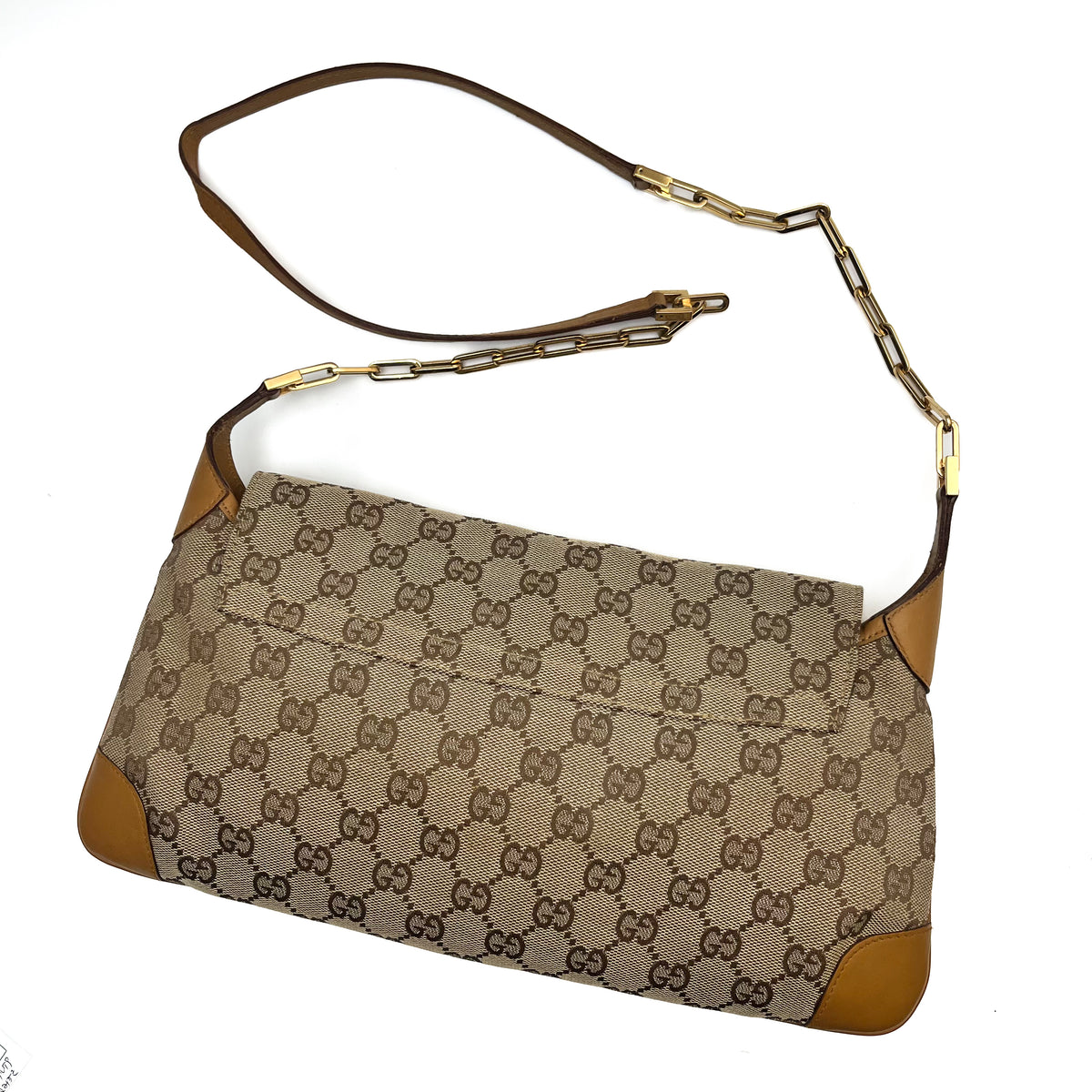 GUCCI Tom Ford Tiger head Chain Shoulder bag GG Canvas Vintage Auth From Japan