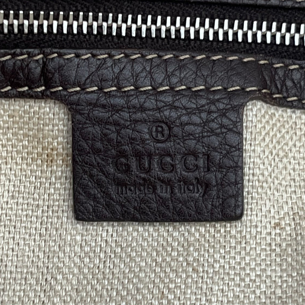 GUCCI 229852 GG Canvas Horsebit Tote Bag Beige Brown Leather Auth From Japan