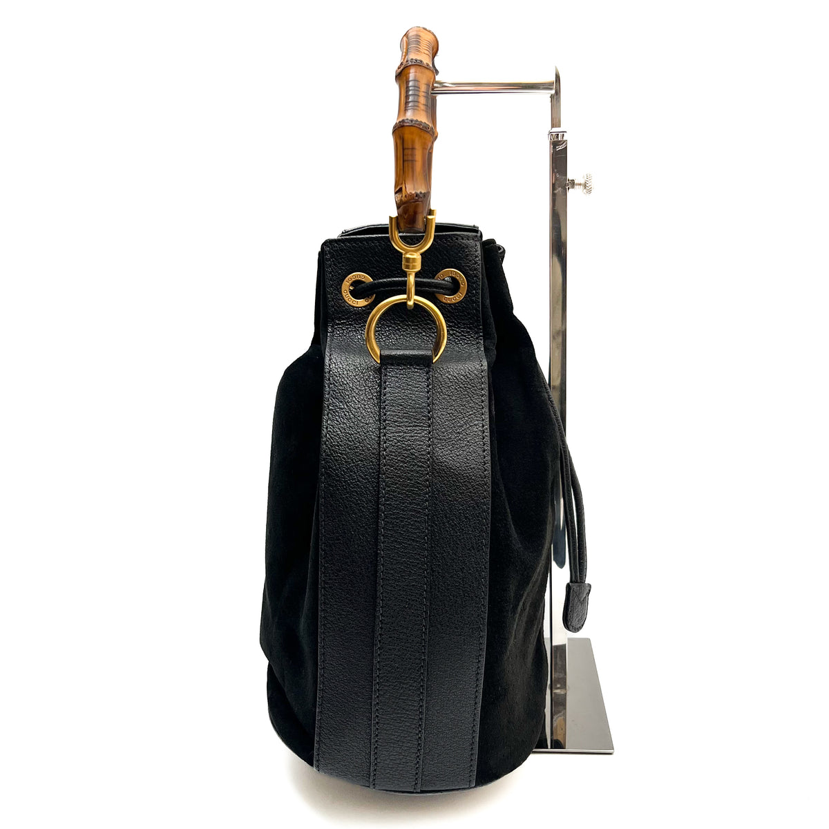 GUCCI Suede Mini Bucket Shoulder bag Hand Bamboo 2way Vintage Auth From Japan