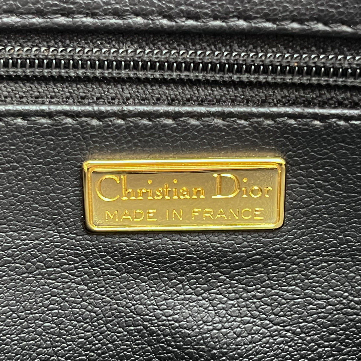 DIOR Oval Shoulder Bag Leather CD Logo Dark Green Gold Vintage Auth From Japan
