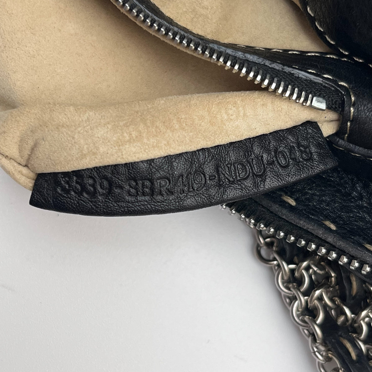 FENDI Selleria Chain Shoulder Hand Bag Black Leather Stitch Authentic From Japan
