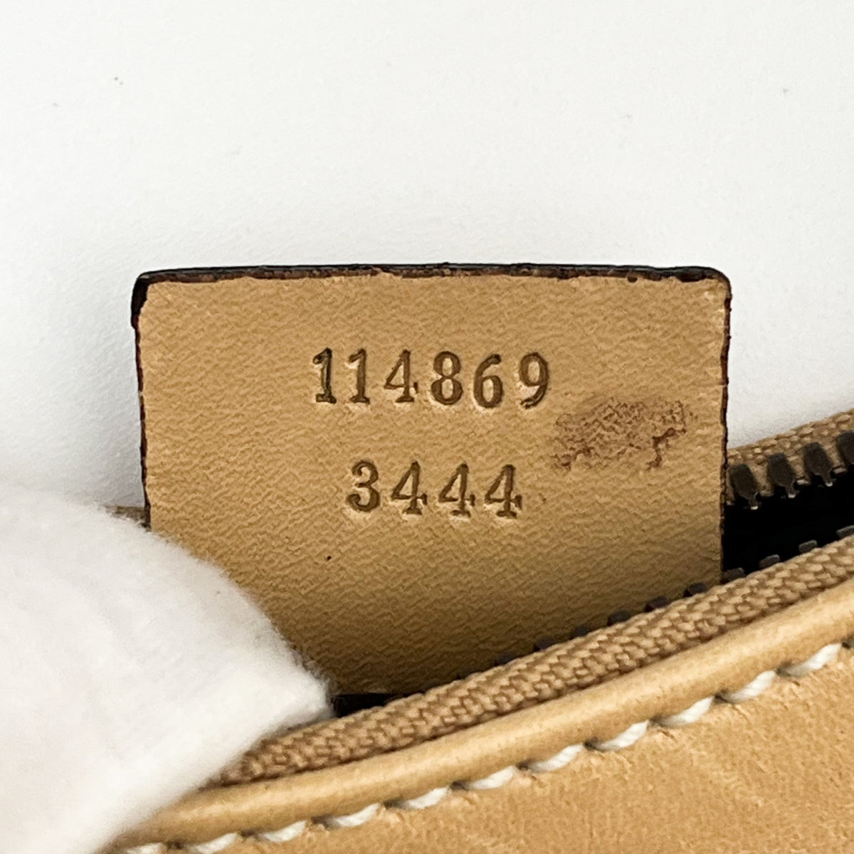 GUCCI 114869 One Shoulder Bag Leather Beige Interlocking G Logo Vintage Auth