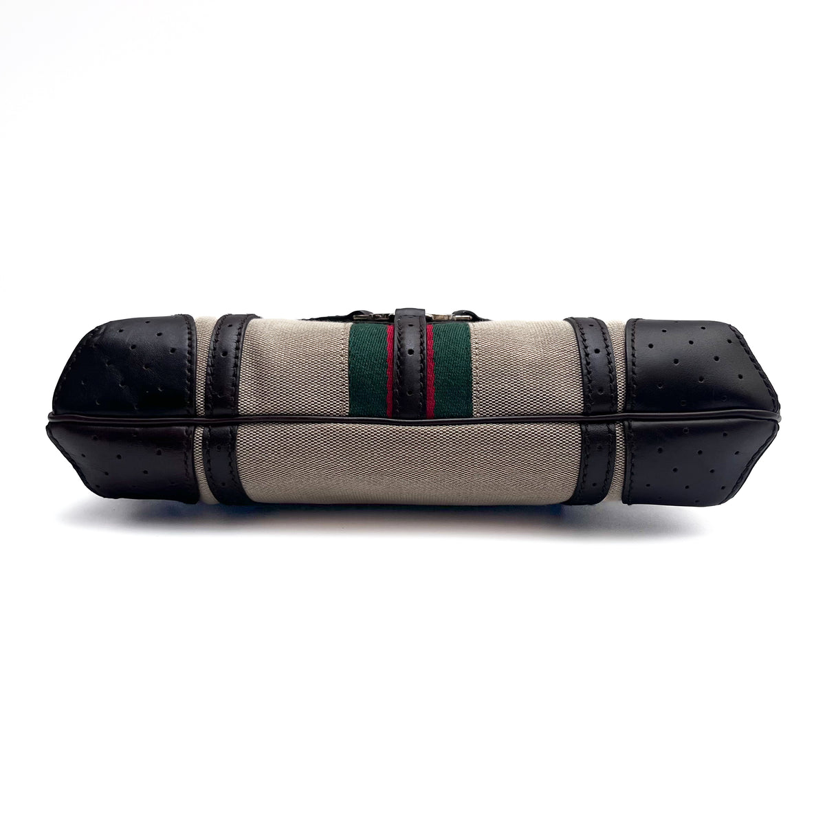 GUCCI 114882 Shoulder Bag Interlocking G Web Stripe Canvas Leather Auth From JP