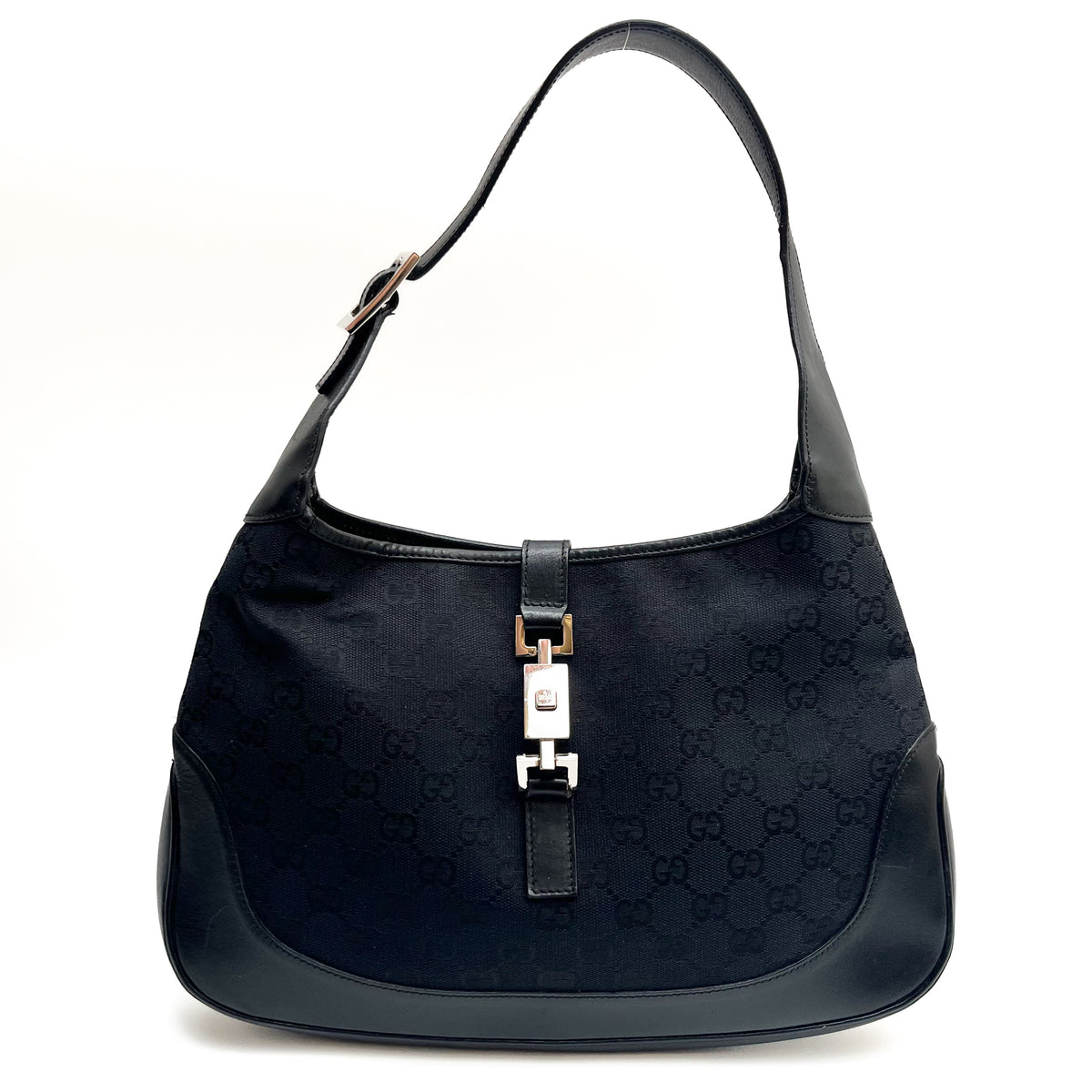 GUCCI 001 3306 Shoulder Bag GG Canvas Leather Black Authentic From Japan