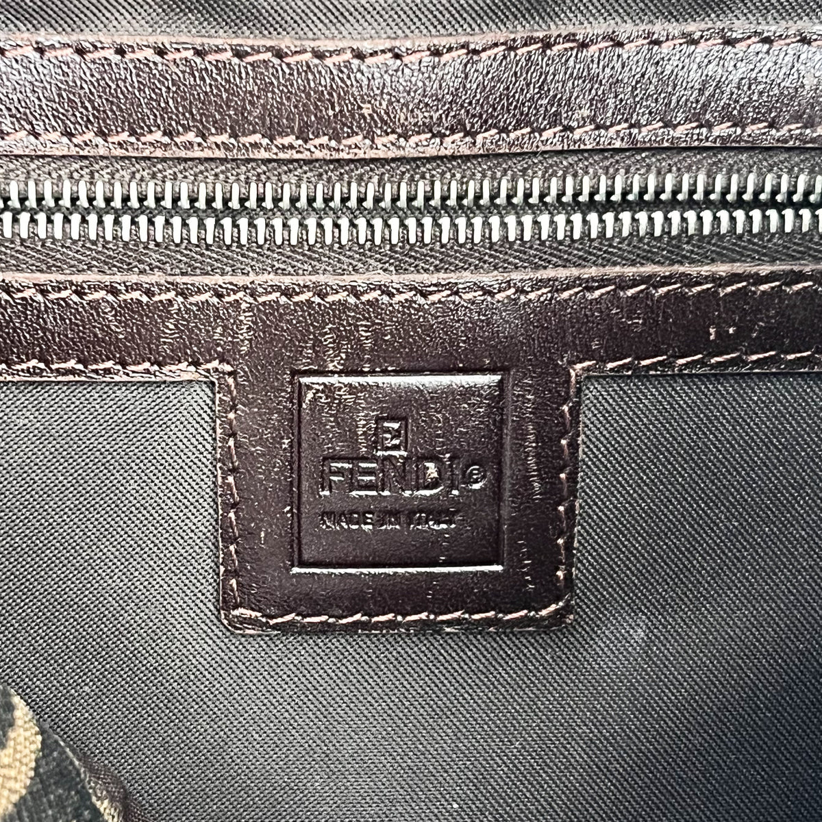 FENDI Zucca Shoulder Bag Canvas Leather Brown Mamma Beige Auth From Japan