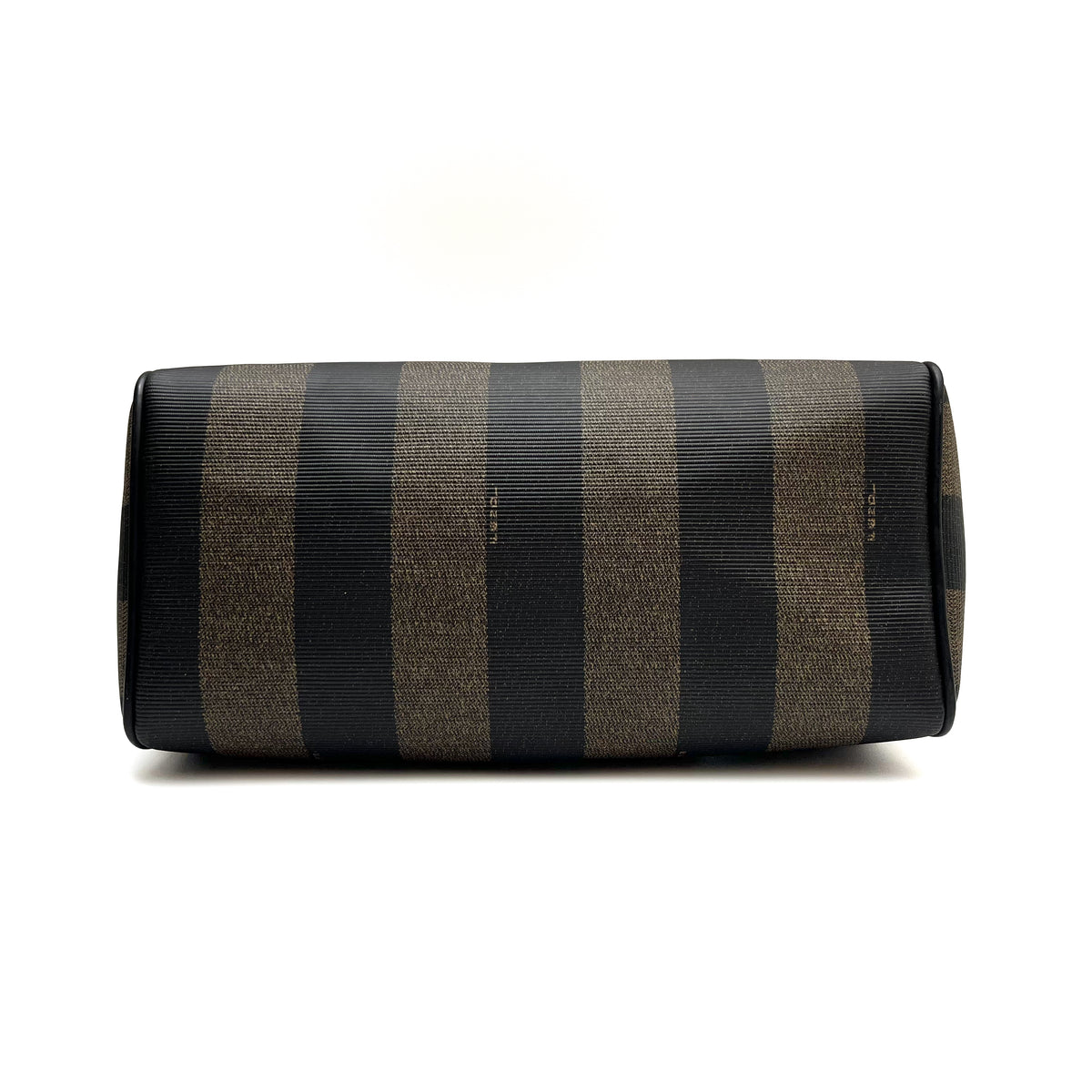 FENDI Pecan Stripe PVC Handbag Black Gold Hardware Vintage Authentic From Japan