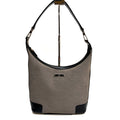 GUCCI Hobo Shoulder Bag Canvas Leather Black Beige Vintage Authentic From Japan