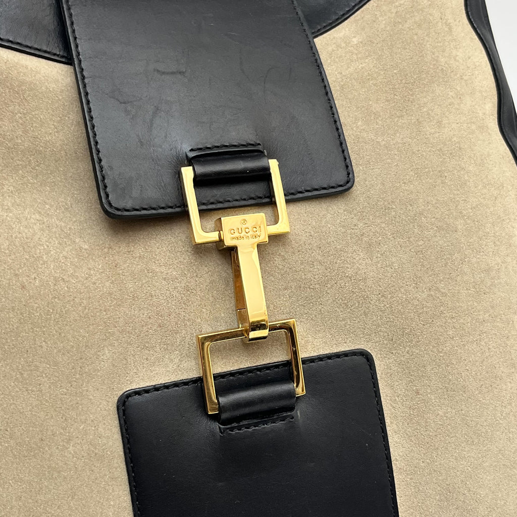 GUCCI Shoulder Bag Canvas Leather Brown Beige Vintage Authentic From Japan
