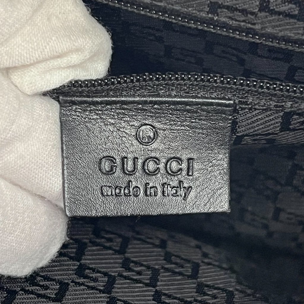 GUCCI 0014139 Shoulder Bag Suede Leather Beige Black Jackie Vintage Auth From JP