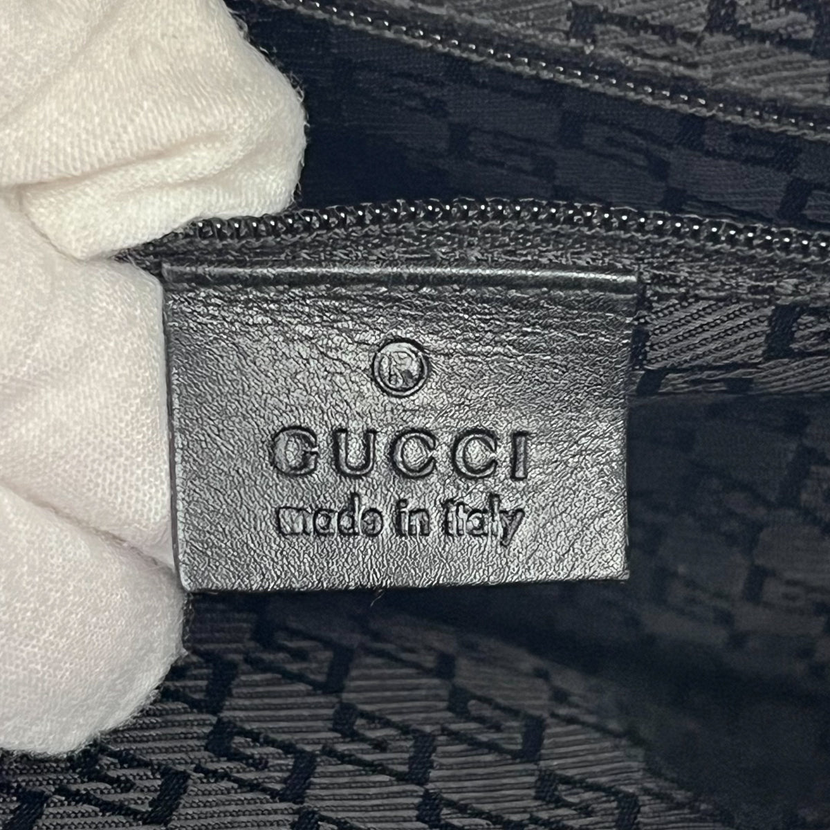 GUCCI 0014139 Shoulder Bag Suede Leather Beige Black Jackie Vintage Auth From JP