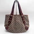 GUCCI 137621 Horsebit GG Canvas Tote Bag Braided Leather Handle Auth From JP