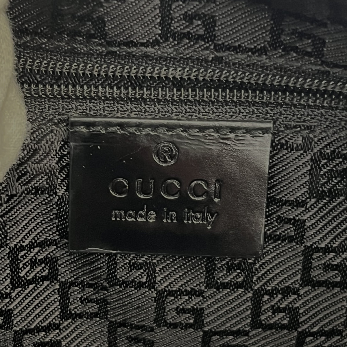 GUCCI Hobo Shoulder Bag Canvas Leather Black Beige Vintage Authentic From Japan