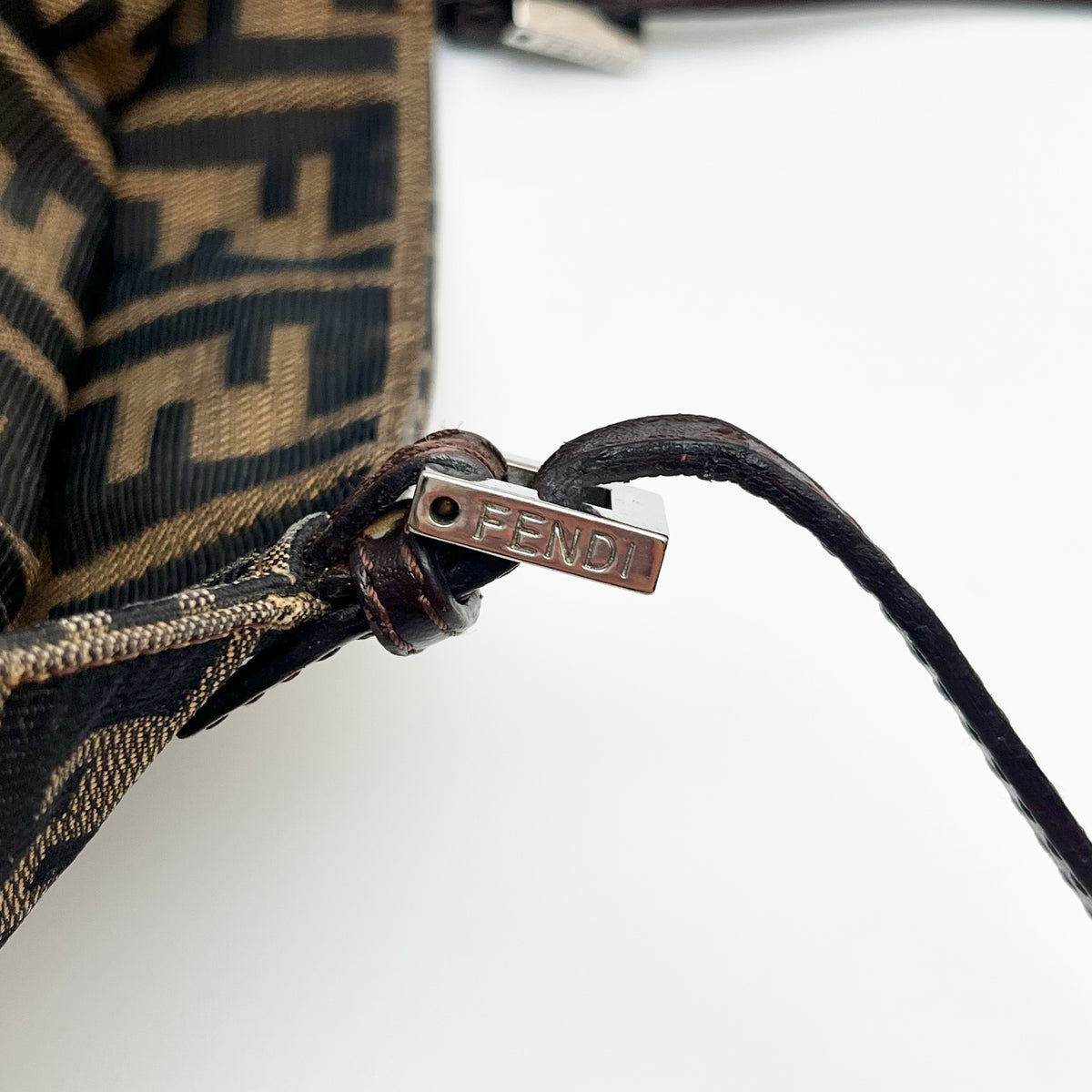 FENDI Zucca Shoulder Bag Canvas Leather Brown Mamma Beige Auth From Japan